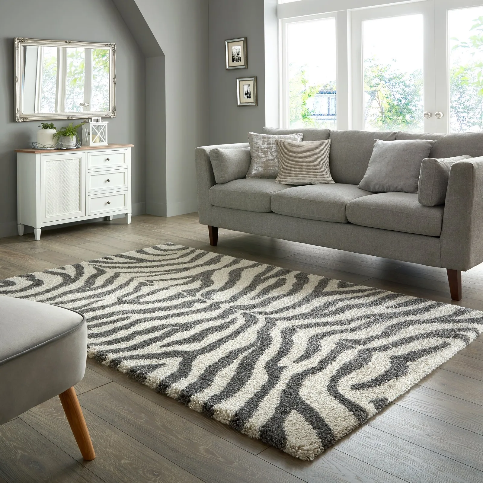 Zebra Berber Rug Black/White