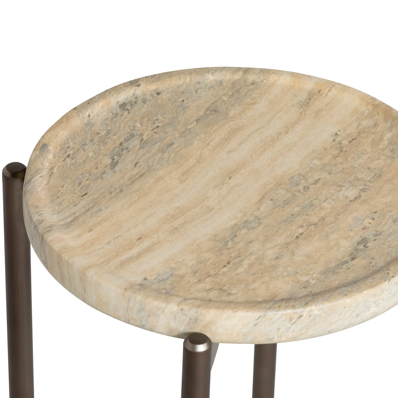 Ryde Tall Dark Travertine Side Table, Round, Neutral | Barker & Stonehouse 6