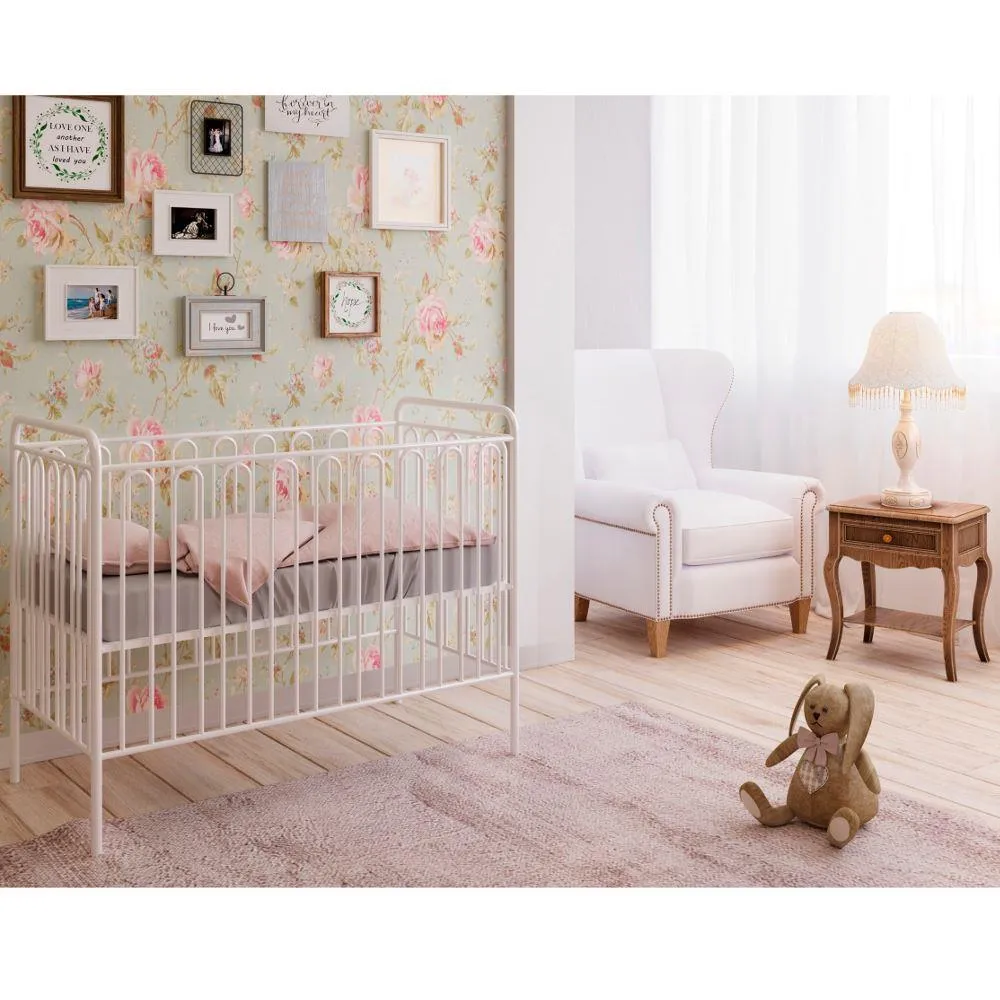 Vintage White Metal Baby Cot Frame - 60 x 120 cm