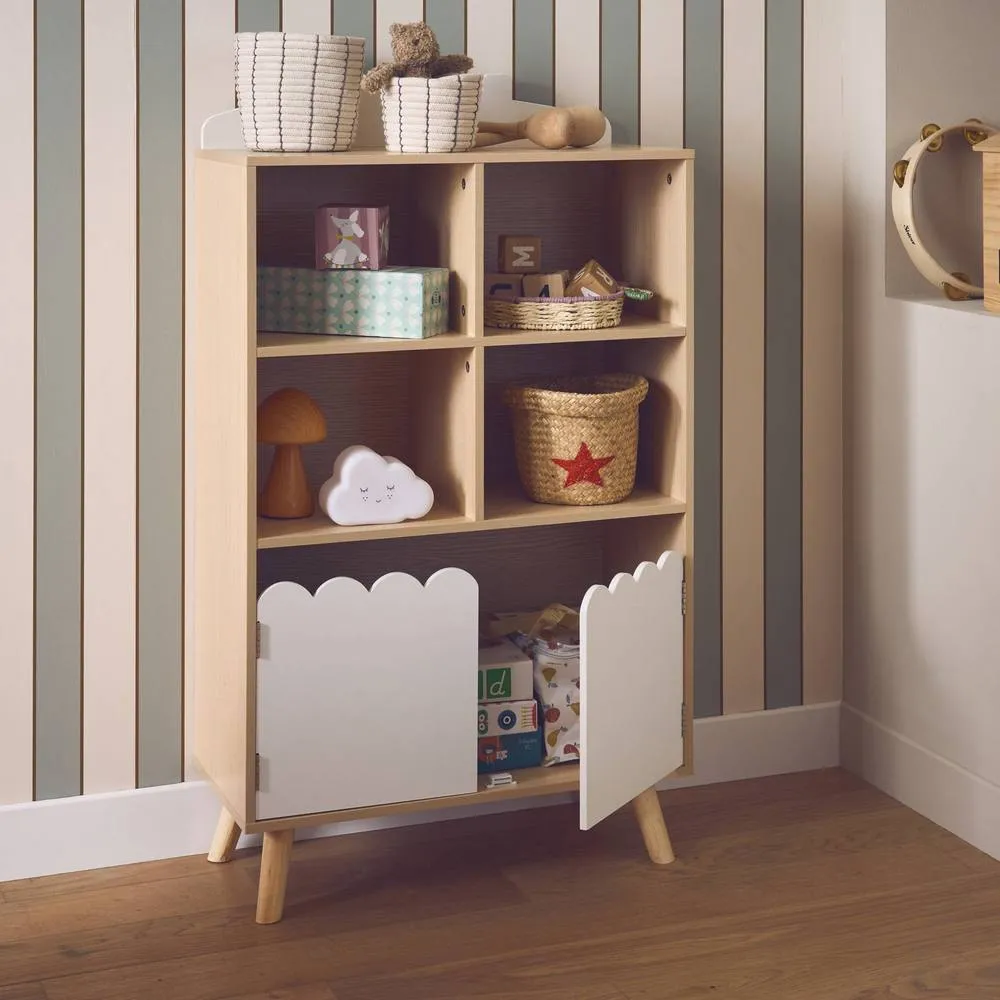 sweeek Children's pine wood library 2 doors 4 shelves in White 4