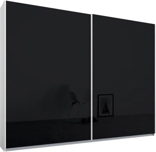 Malix 2 door 225cm Sliding Wardrobe, White Frame, Basalt Grey Glass Doors