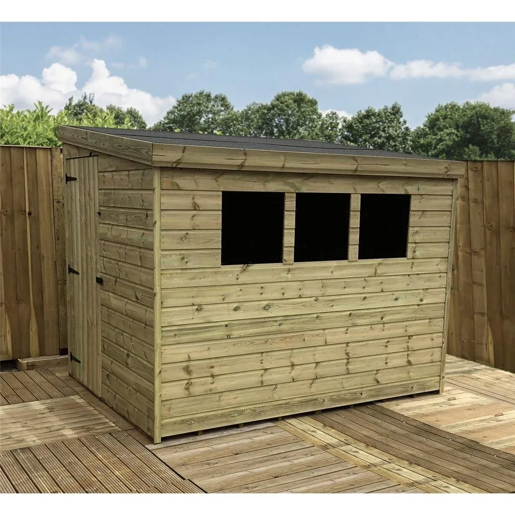 Marlborough 8 x 5 Pressure Treated Reverse Garden Shed with Single Door in Natural 4