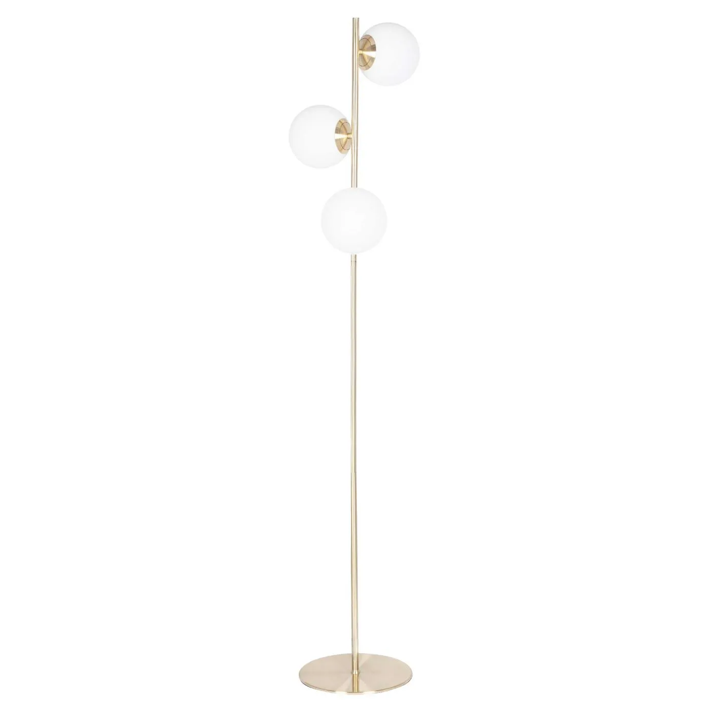 Orb Floor Lamp, White and Brushed Brass