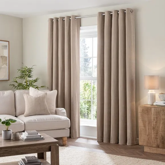 Soft Chenille Herringbone Eyelet Curtains 2
