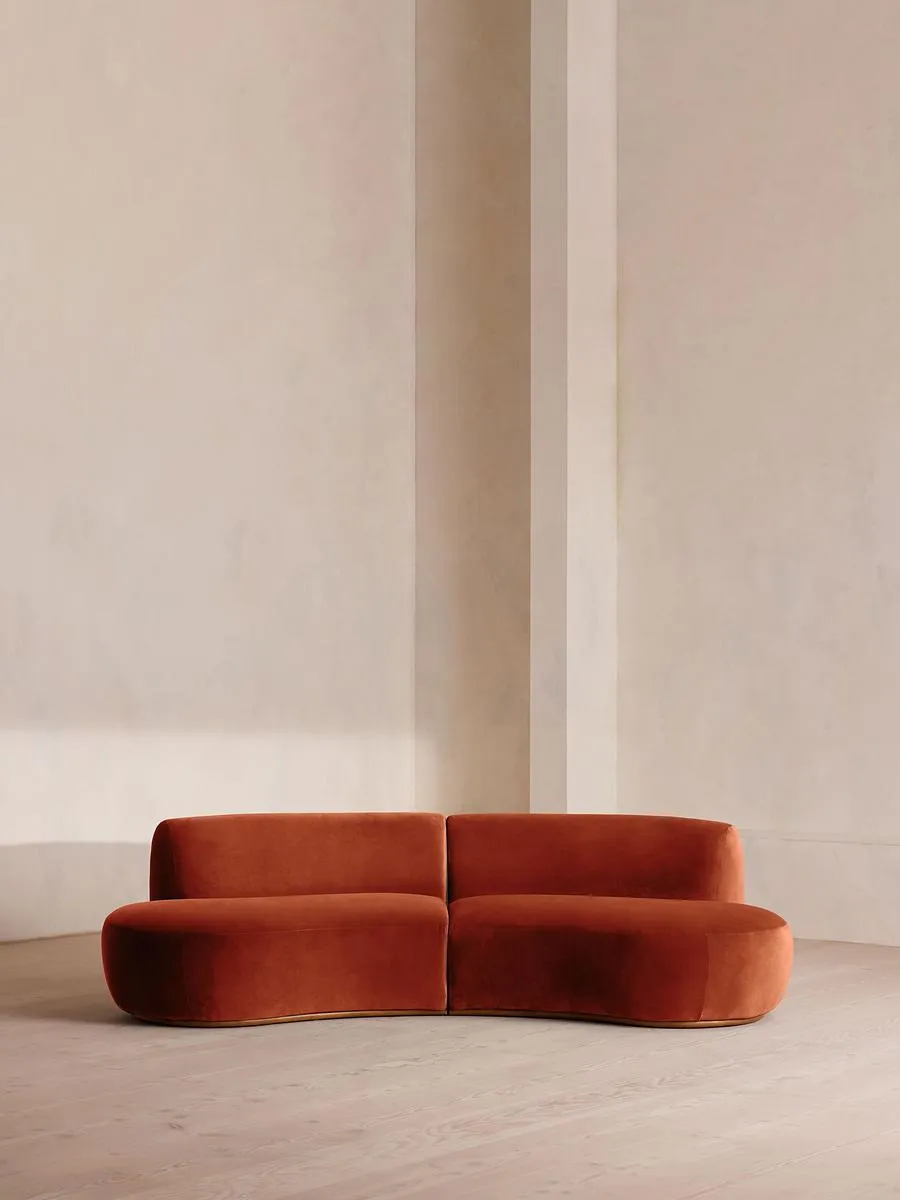 Aline Serpentine Modular Sofa, Three Seater, Rust Velvet