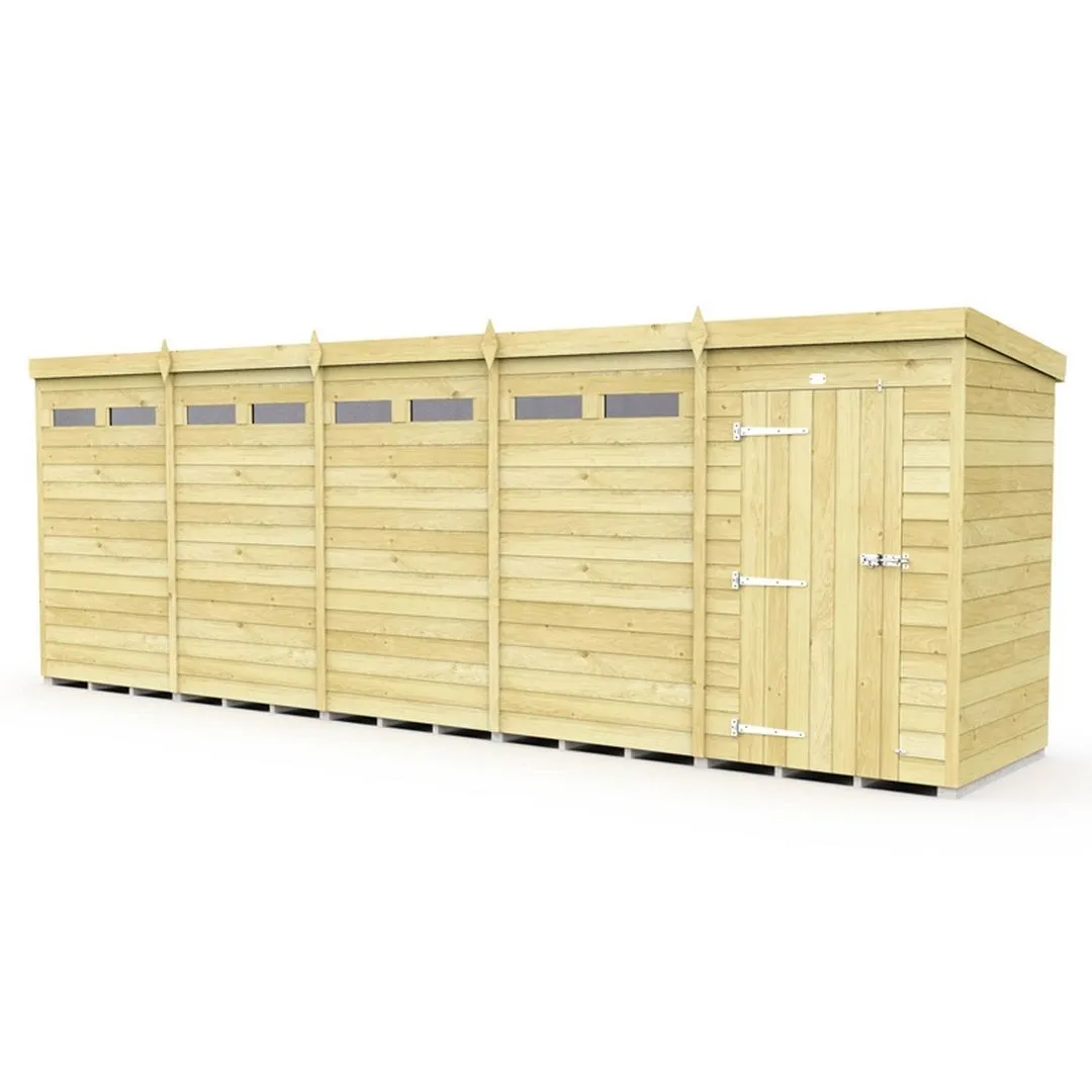 Buttercup Farm 20 x 4 Feet Pent Security Shed - Single Door - L118 x W589 x H201 cm in Brown