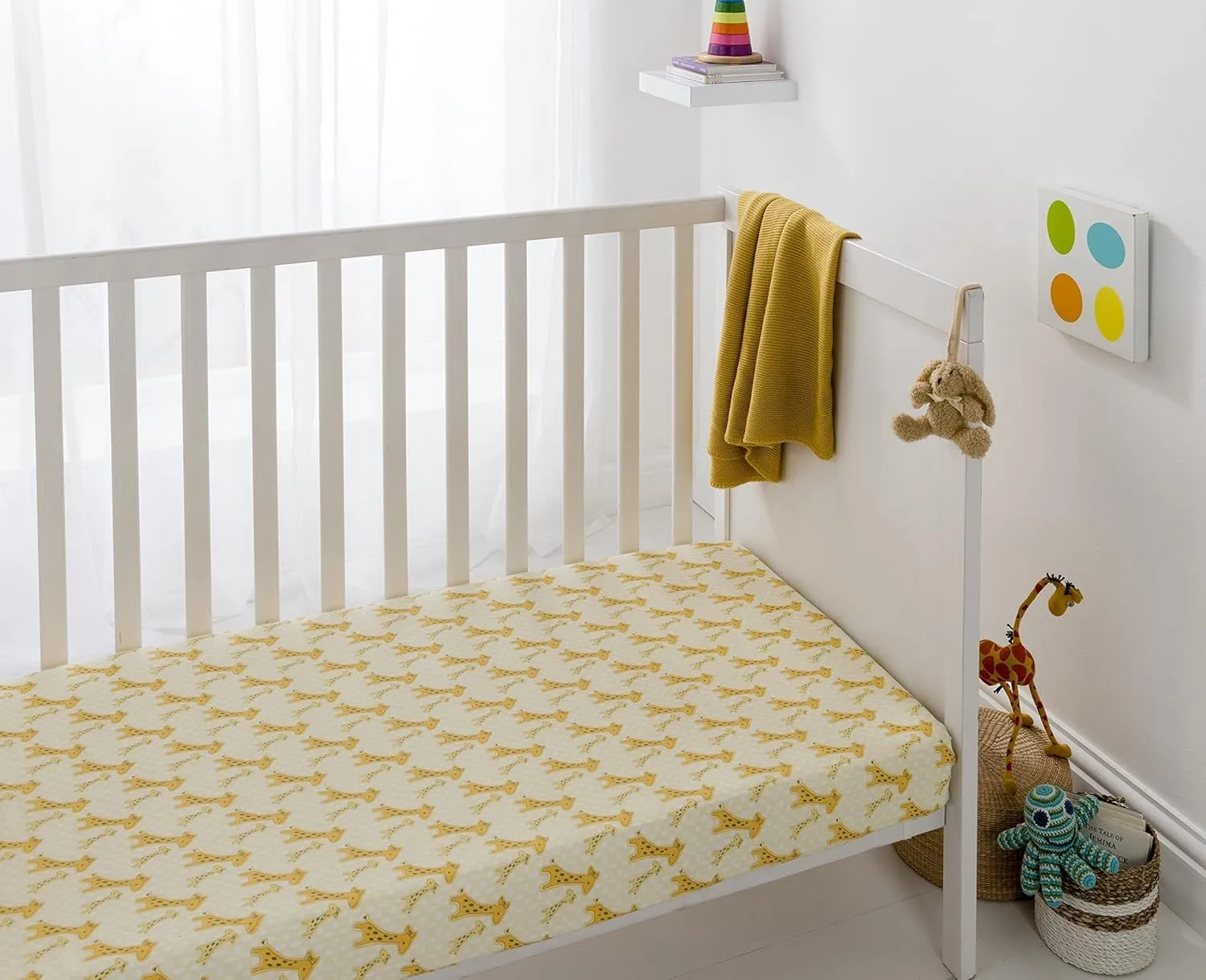 Smart Living Soft & Breathable Cotton Nursery Giraffe Crib Fitted Sheet 2