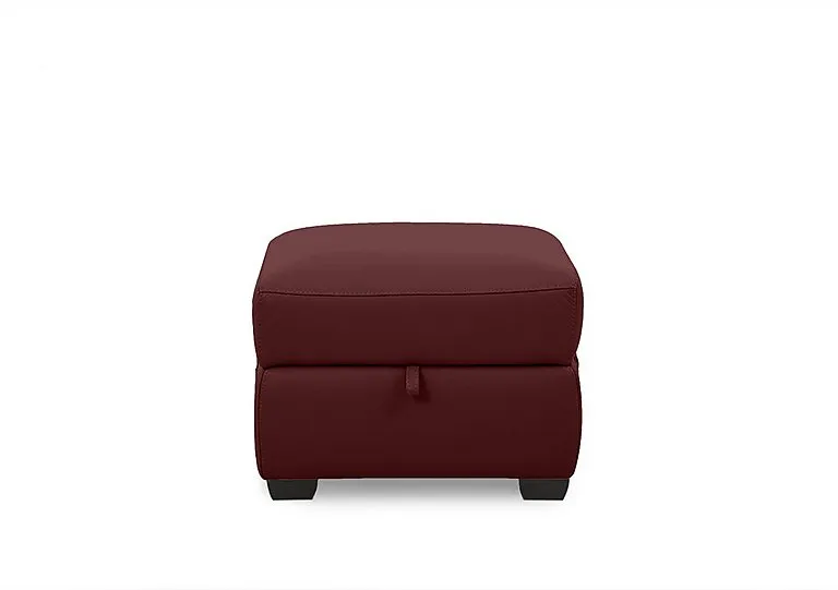 Chill Leather Storage Footstool - BV Deep Red