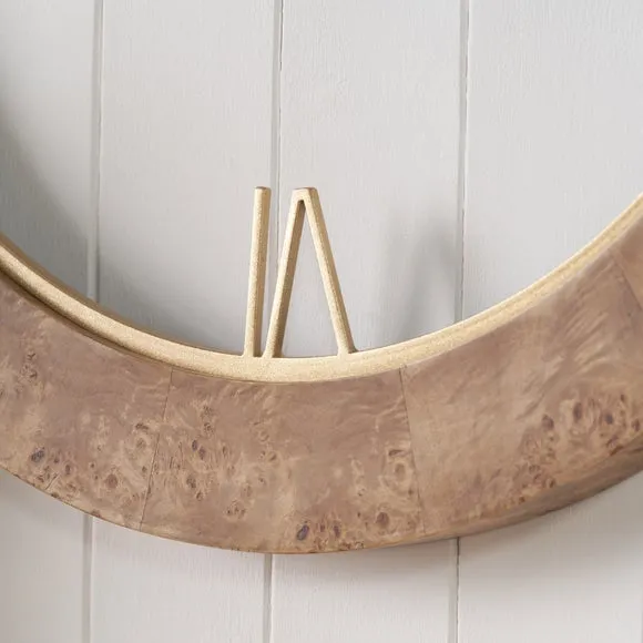 Newborough Burr Wood Effect Open Face Round Wall Clock 4