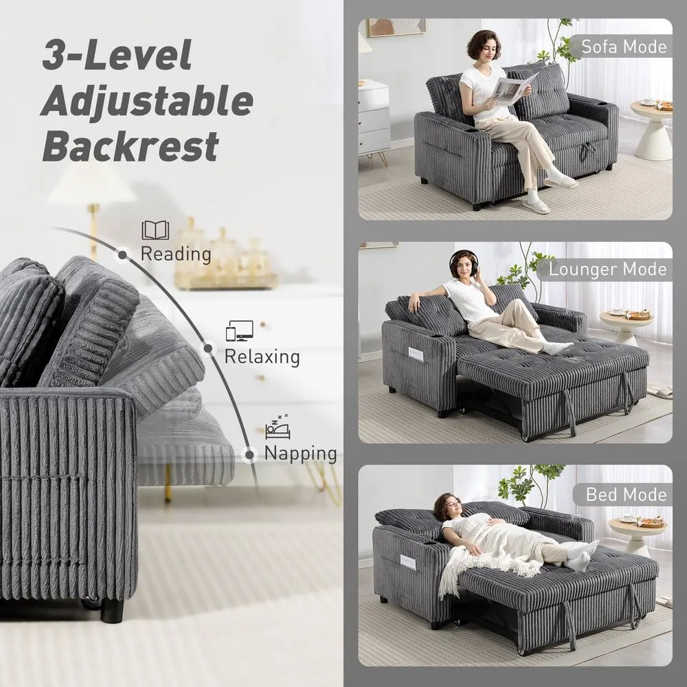 HOMCOM 2 Seater Sofa Bed, Click Clack Pull Out Bed Settee, Charcoal Grey in Dark Grey 6