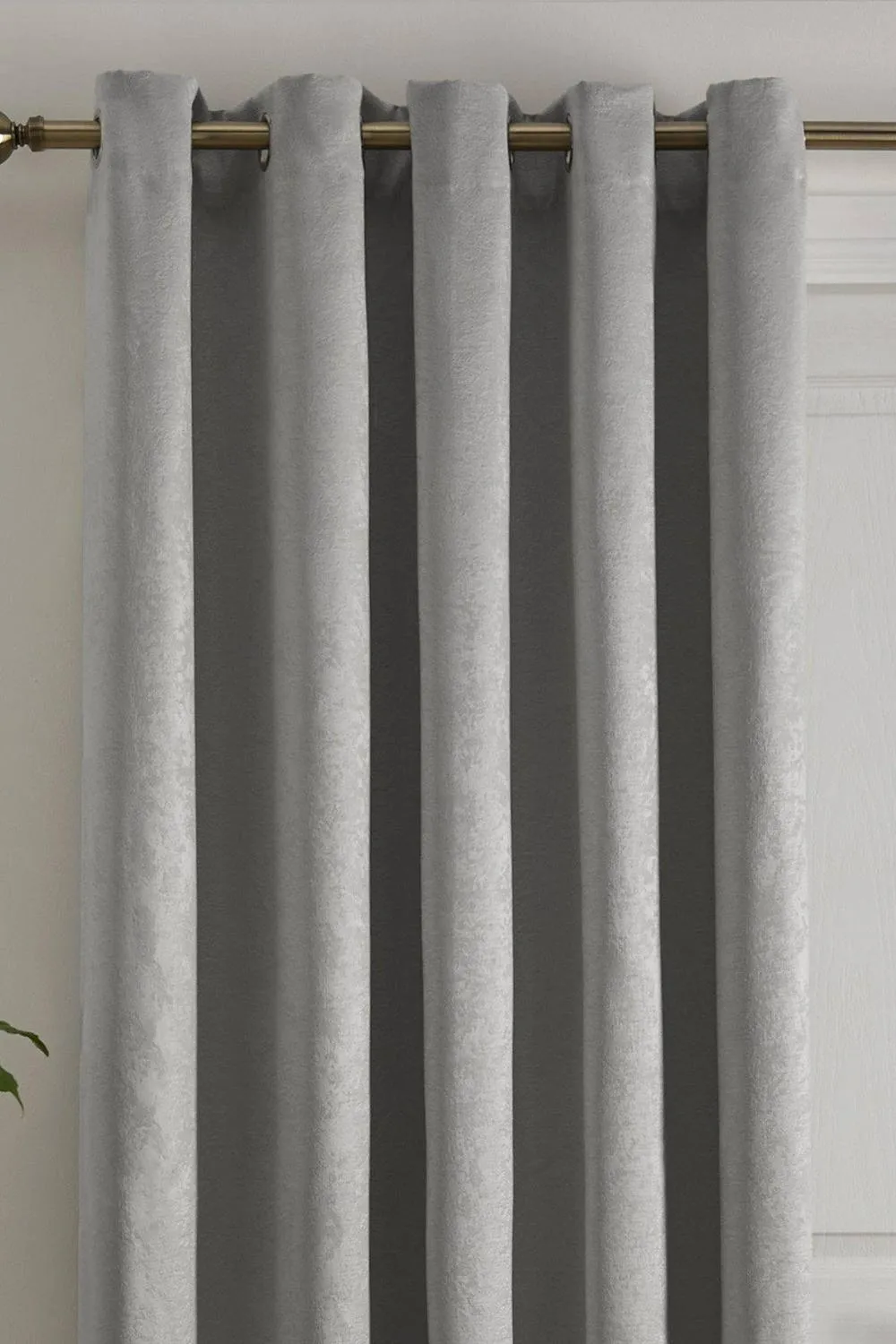 Fusion 'Strata' Dim out woven Eyelet Single Panel Door Curtain in Silver 2