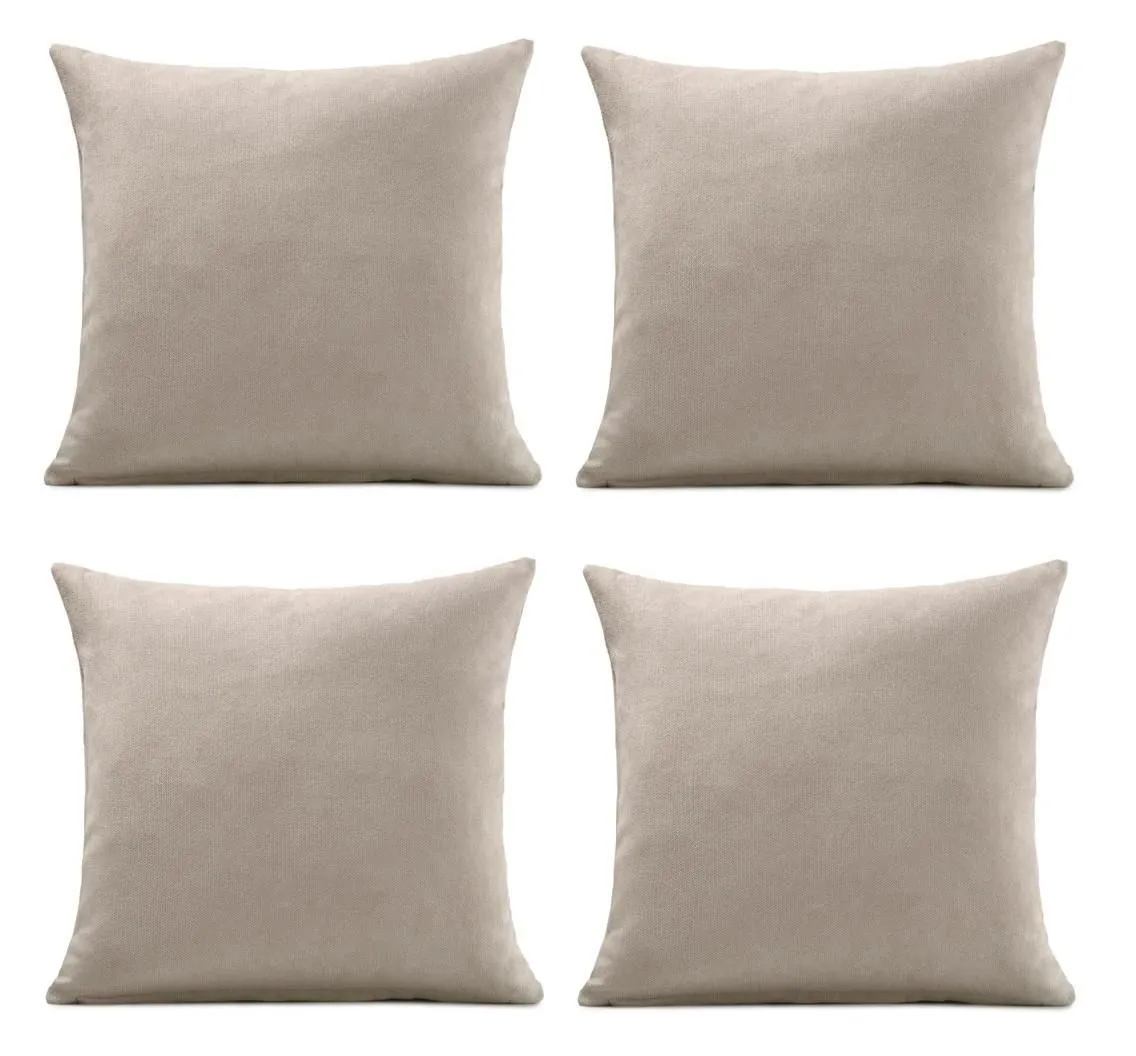 Luxury Living Set of 4 Velvet Chenille Cushions 45cm x 45cm with Removable Covers & Plush Pads - Soft, Stylish Home Décor