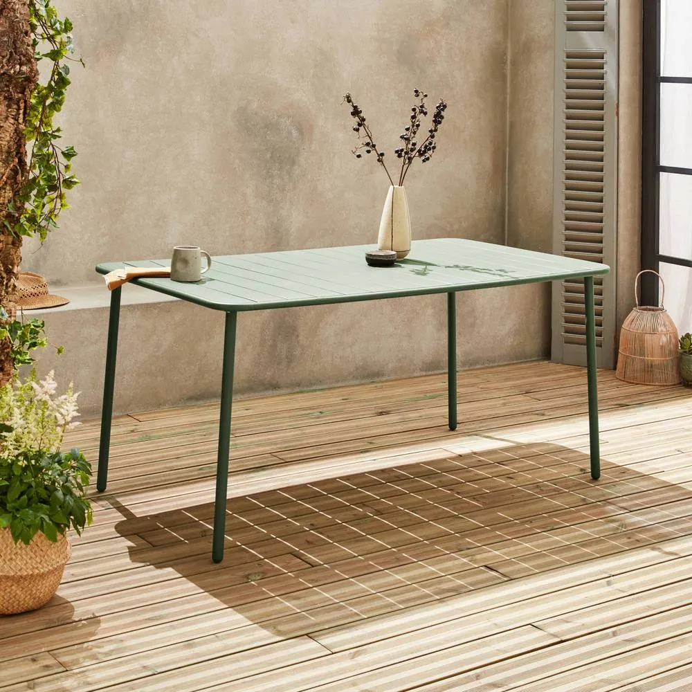 sweeek 6-8 seater rectangular steel garden table in Green 3