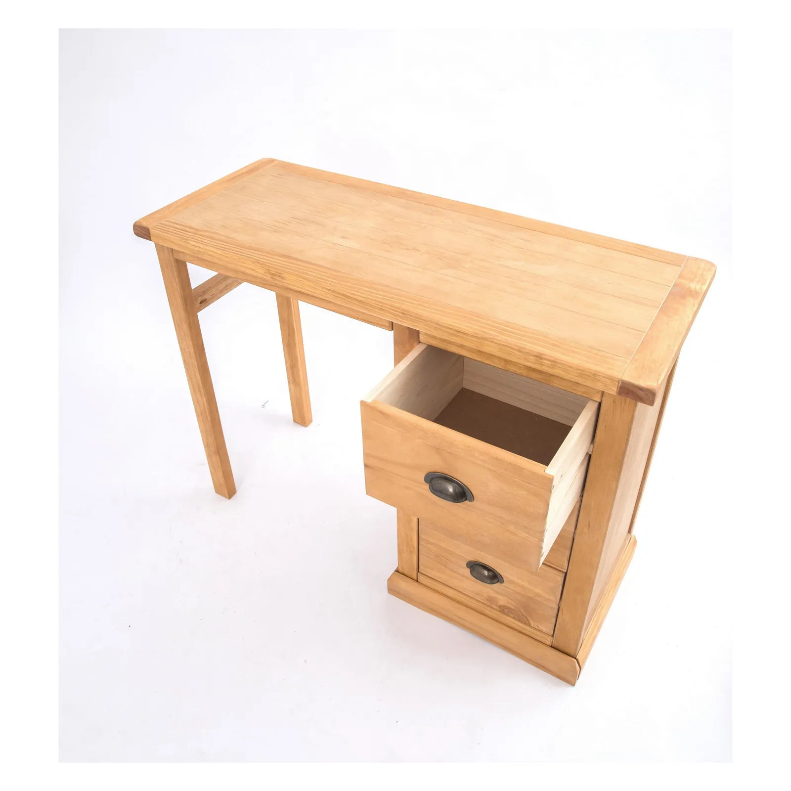 Cabinet Bits Lucca 3 Drawer Desk - Dressing Table Brass Cup Handle in Light Brown 3