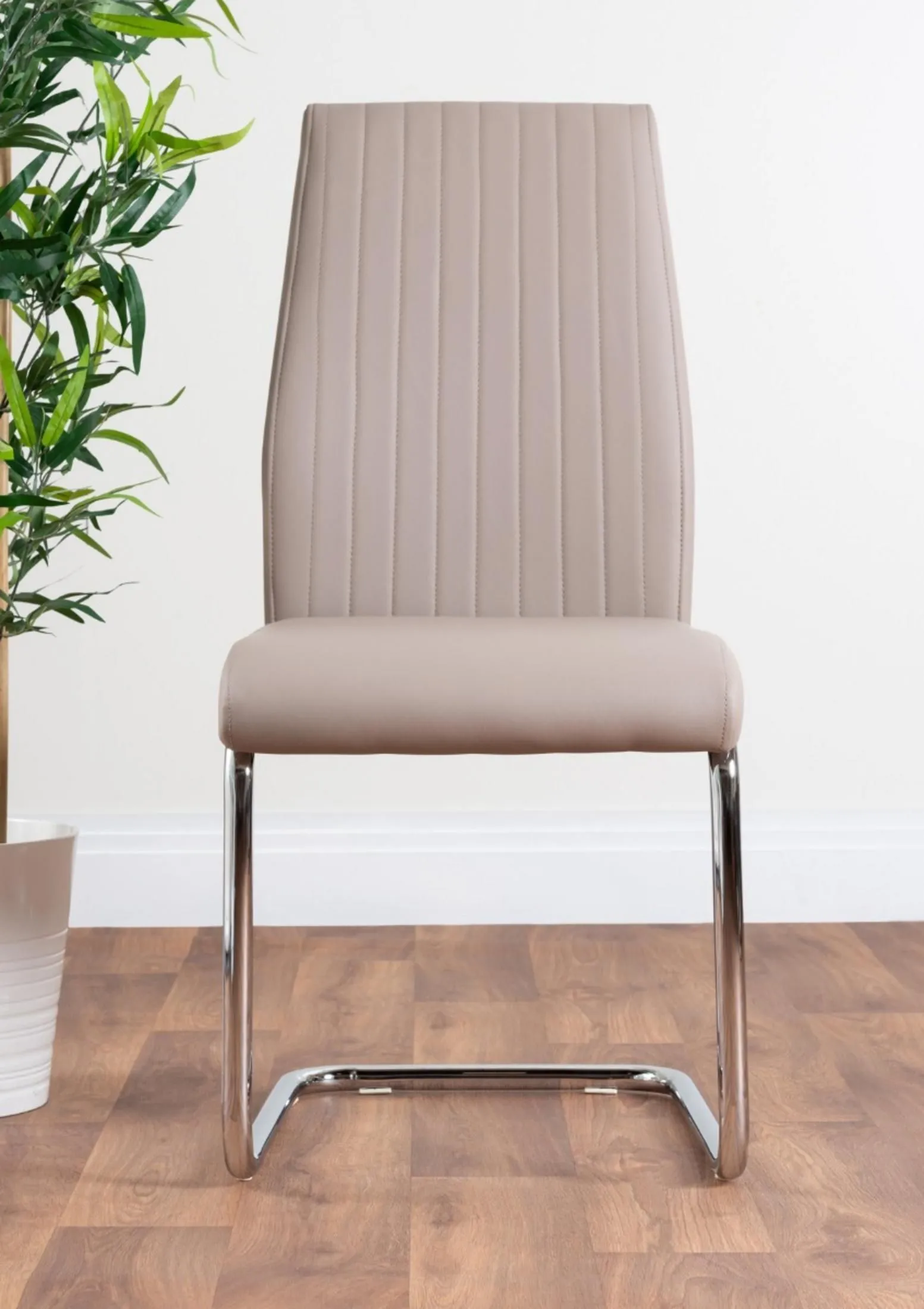FurnitureboxUK Giovani 6-Seater Grey Glass Dining Table & 6 Lorenzo Faux Leather Dining Chairs in Beige 6