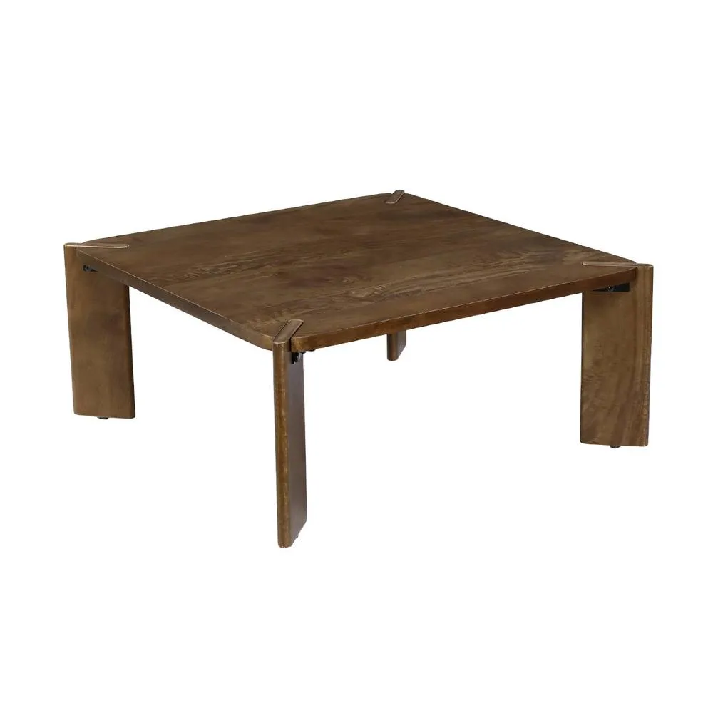 sweeek Exotic Square Solid Wood Coffee Table in Dark Brown 2