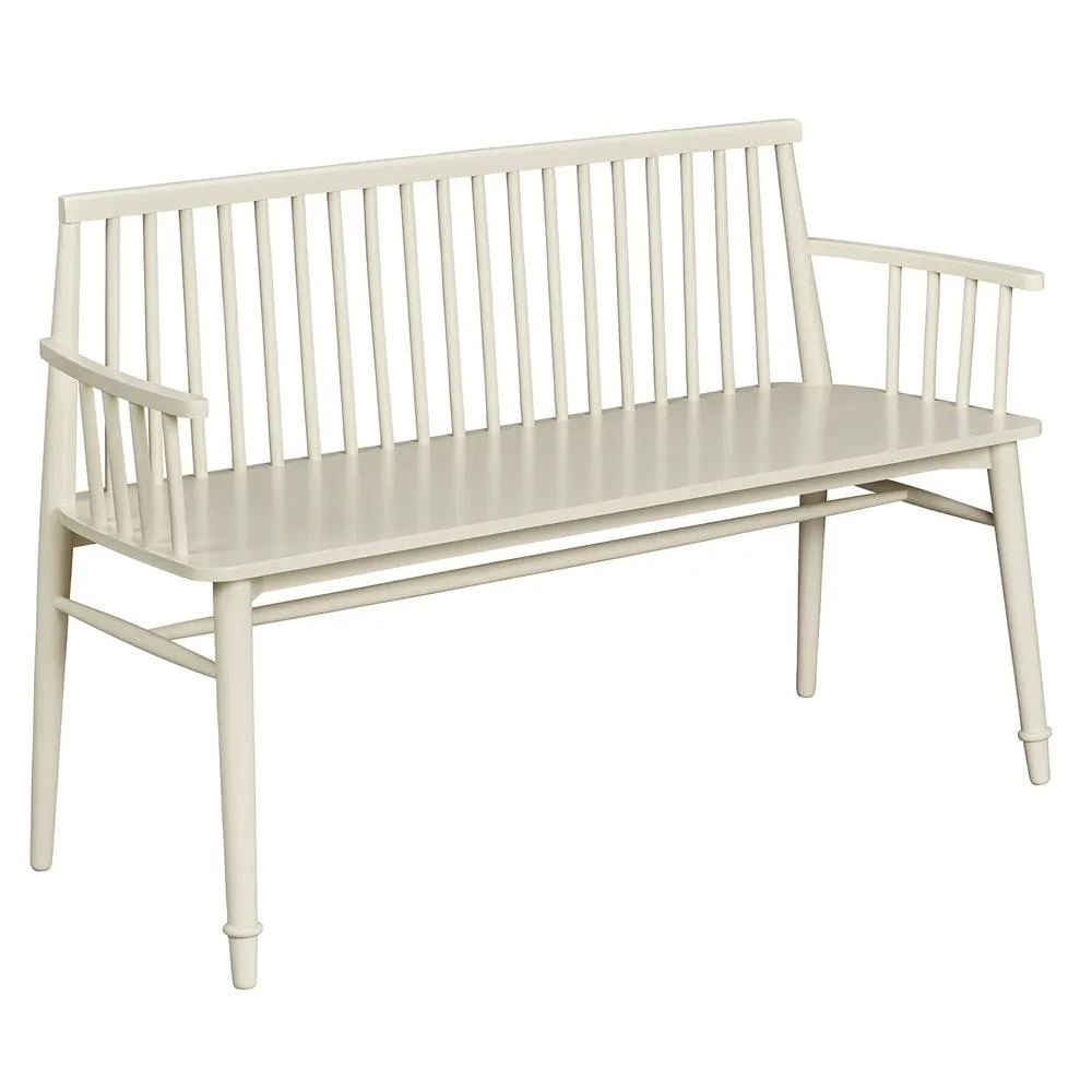 Statement Furniture Queensbury Bench with Back, Wooden Bench Seat in Cream 2