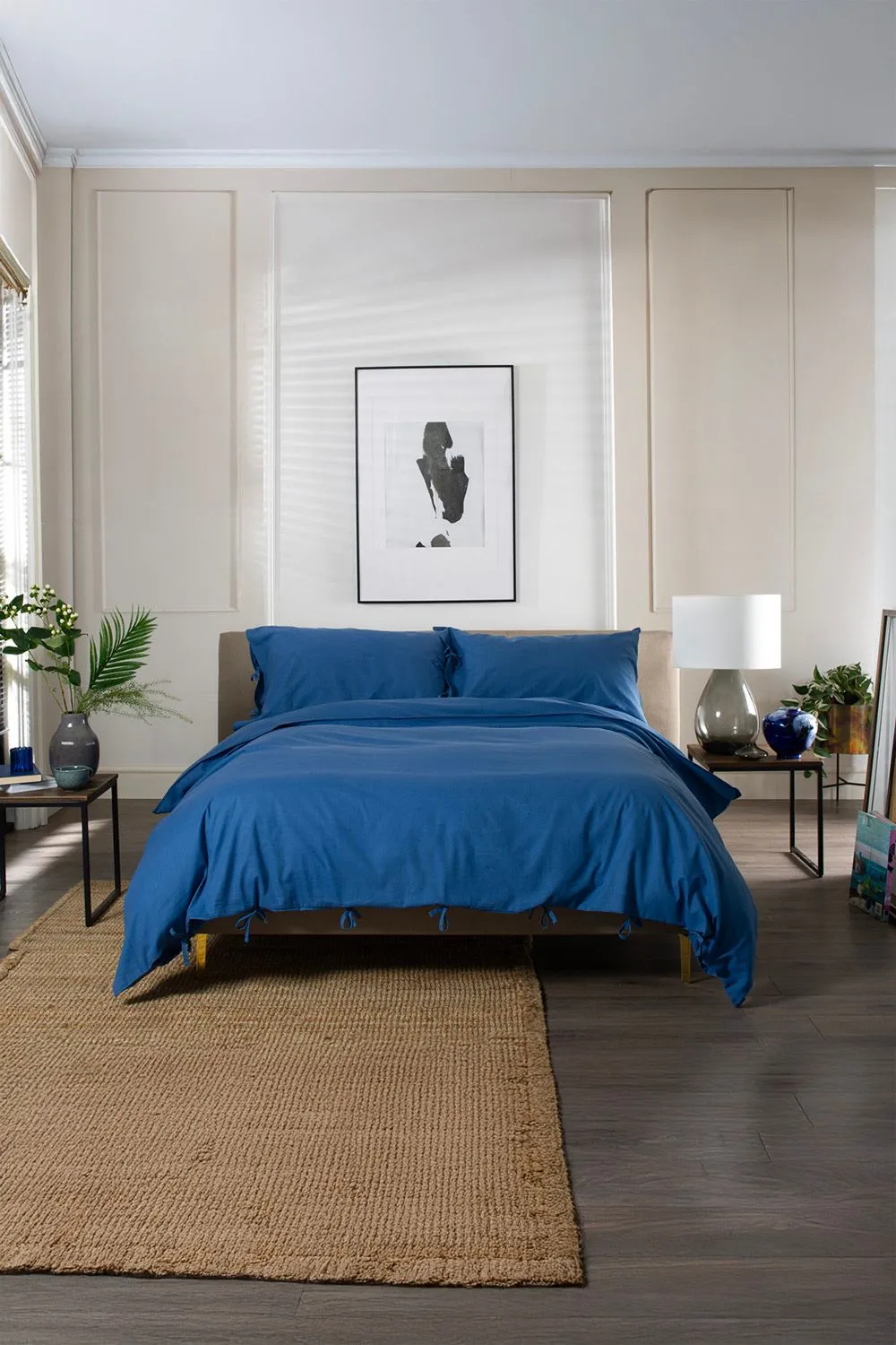 The Lyndon Company Soft & Textured 100% Washed Cotton Duvet Cover Set, Soft & Breathable Bedding in Blue