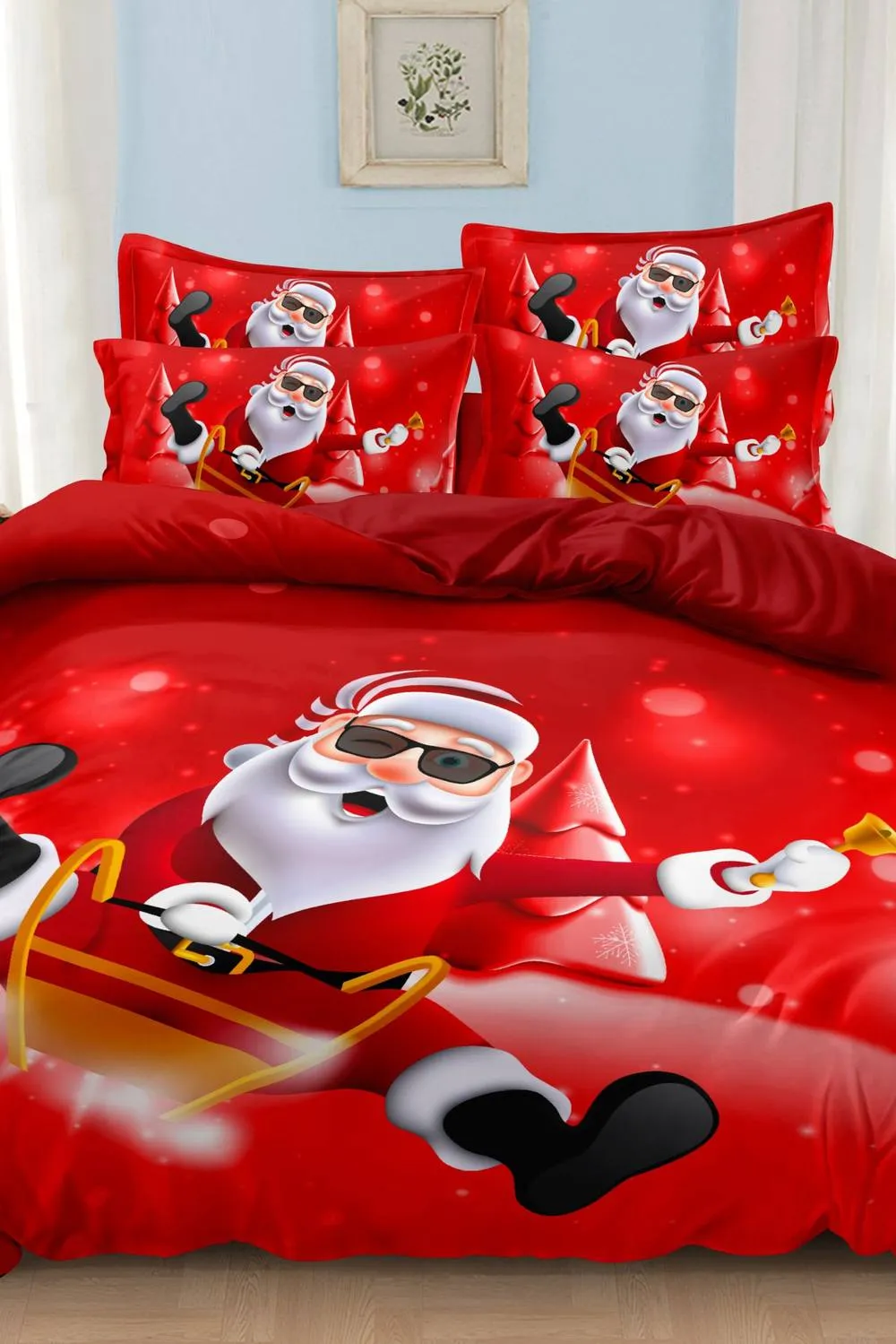 Ezysleep Rock on Santa Christmas Duvet Set in Red 2