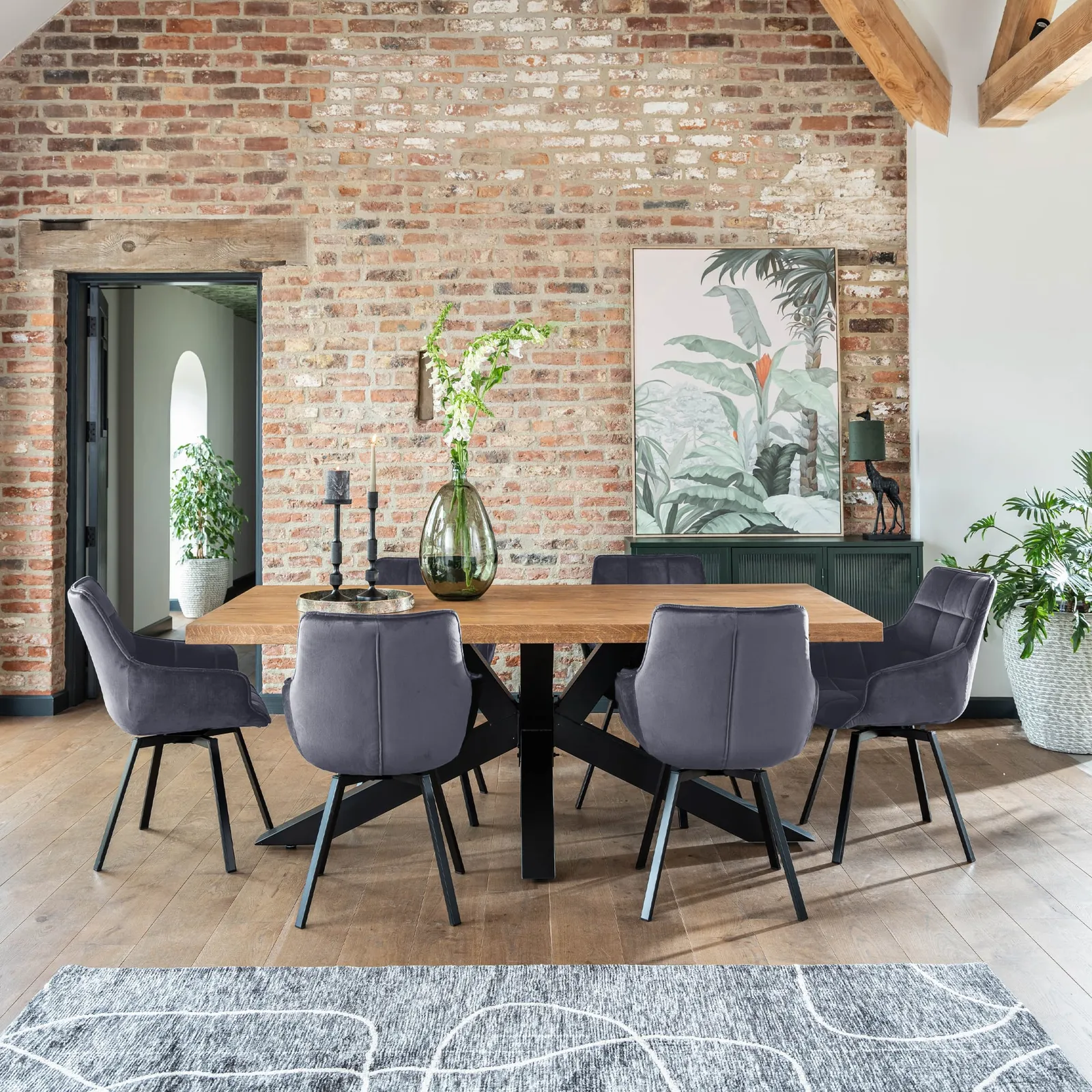 Jasper Leisure Swivel Dining Chair, Grey Velvet | Barker & Stonehouse 3