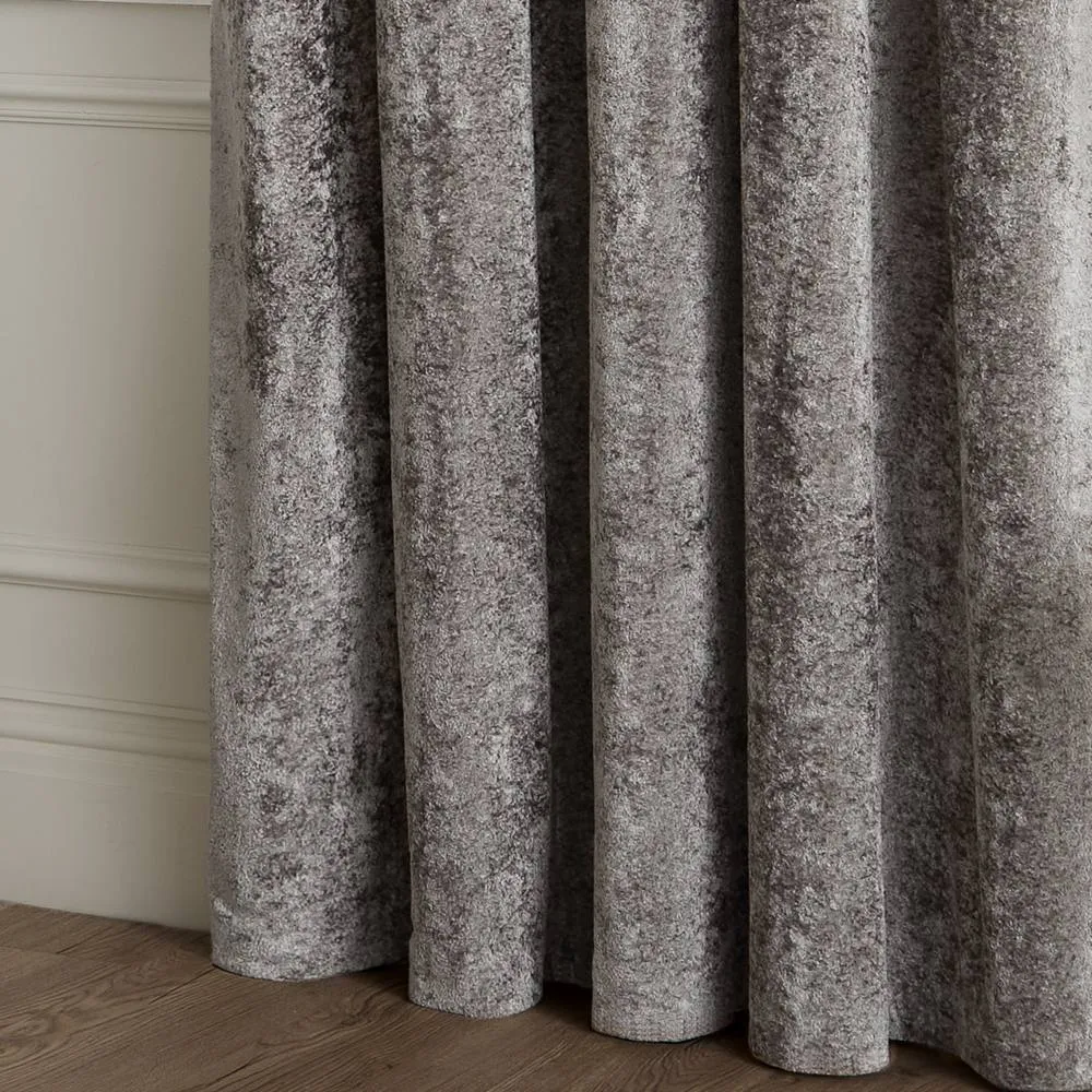Paoletti Lustre Velvet Fully Lined Eyelet Curtain Pair in Grey 5
