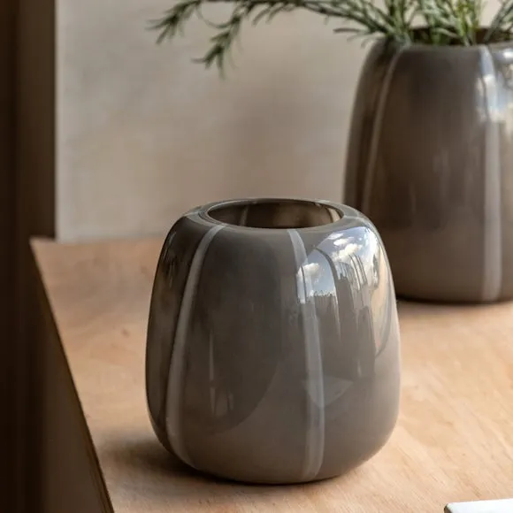 Cedar & Sage Claro Taupe Stripe Glass Vase
