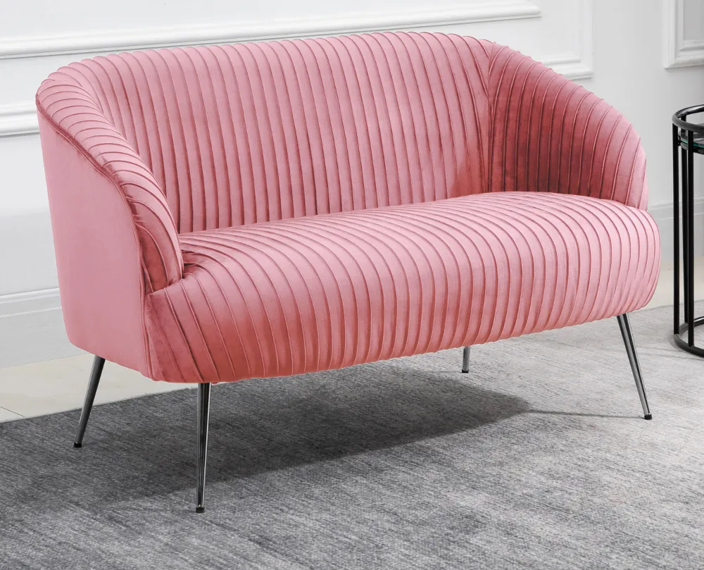 Layla Pink Fabric 2 Seater Sofa