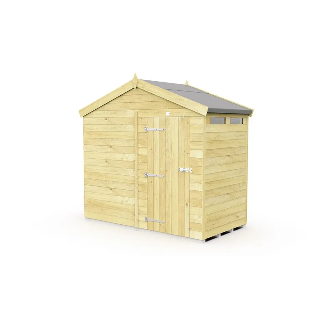 Buttercup Farm 8 x 4 Feet Apex Security Shed - Single Door - L127 x W231 x H217 cm in Brown