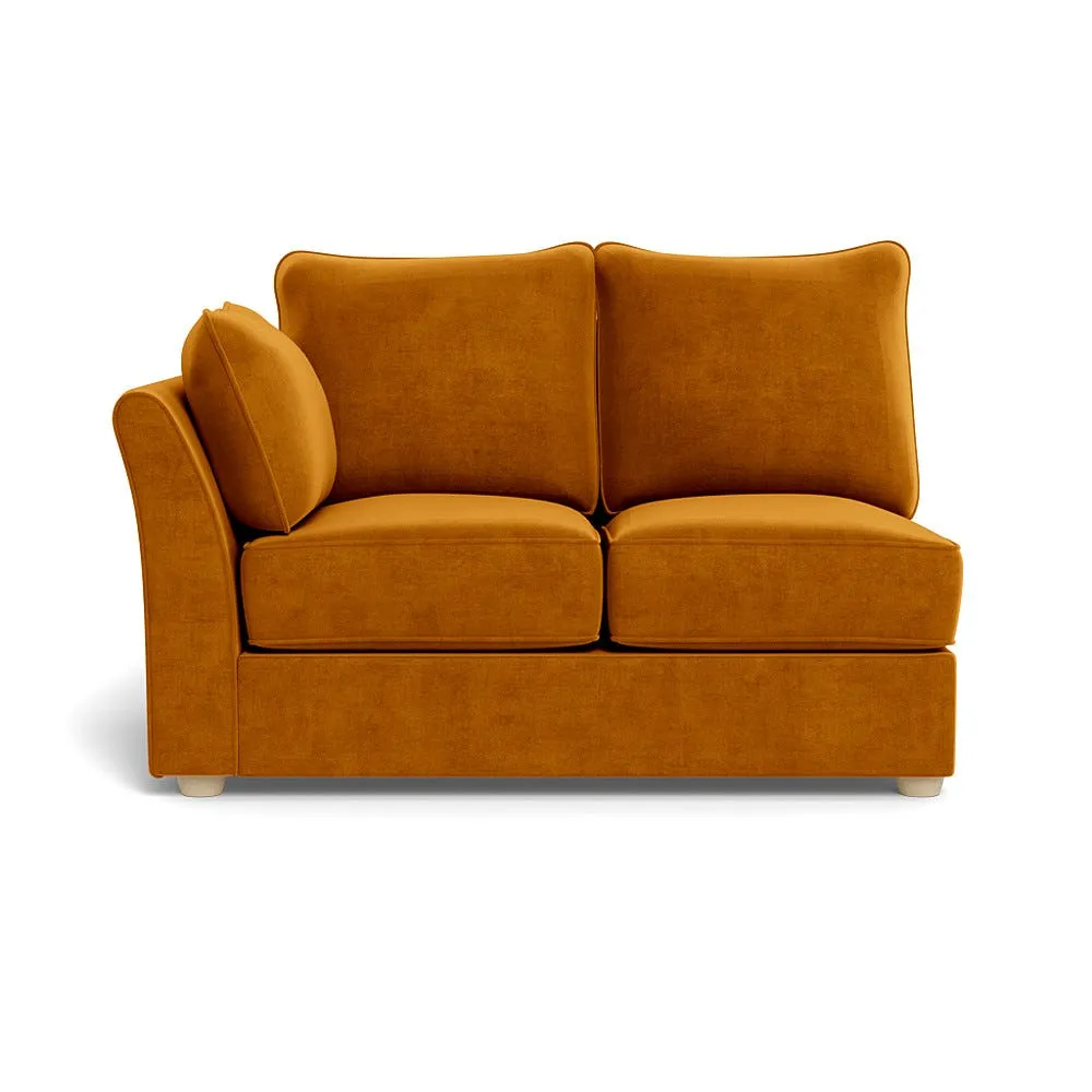 Heal's Tailor Double Left Hand Facing Corner Unit Smart Luxe Velvet Cognac Natural Feet 1