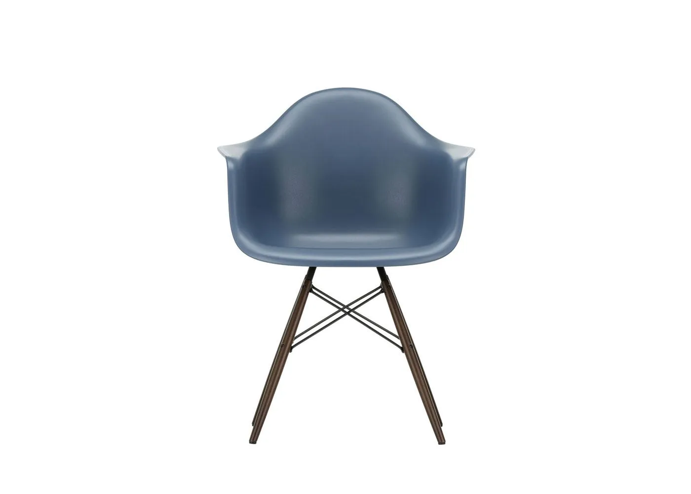Vitra Eames DAW Armchair New Height Sea Blue Dark Maple Base