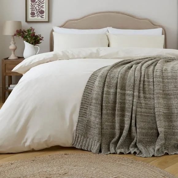 Chunky Knit Marl Throw Blanket