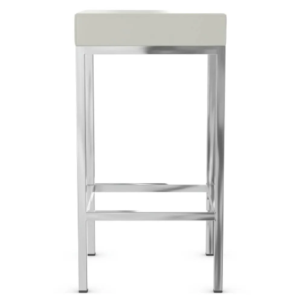 netfurniture Ernest Kitchen Bar Stool White Padded Seat Chrome Frame 3