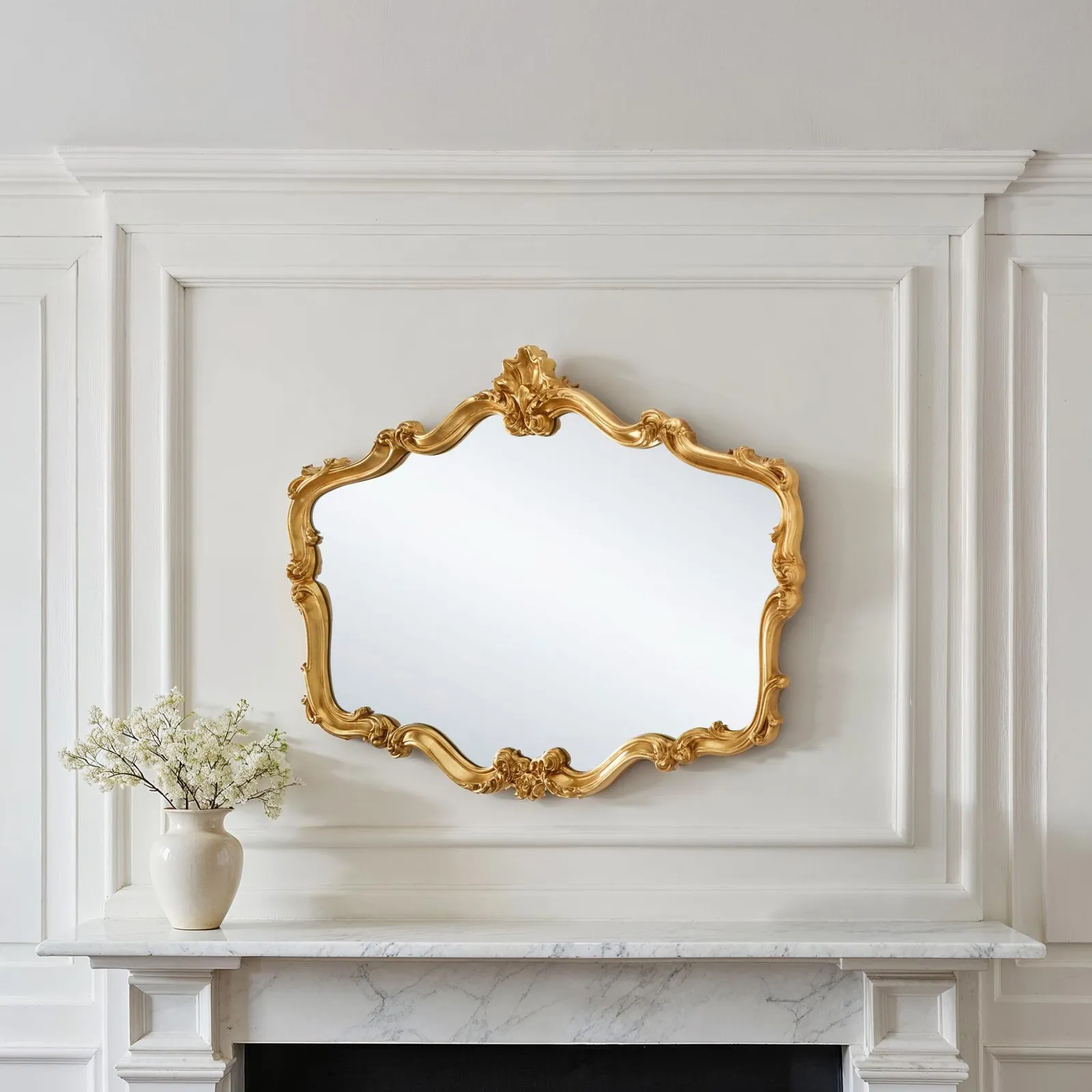 Yearn Mirrors Regency Decorative Landscape Mirror Gold in Metallic Gold 3