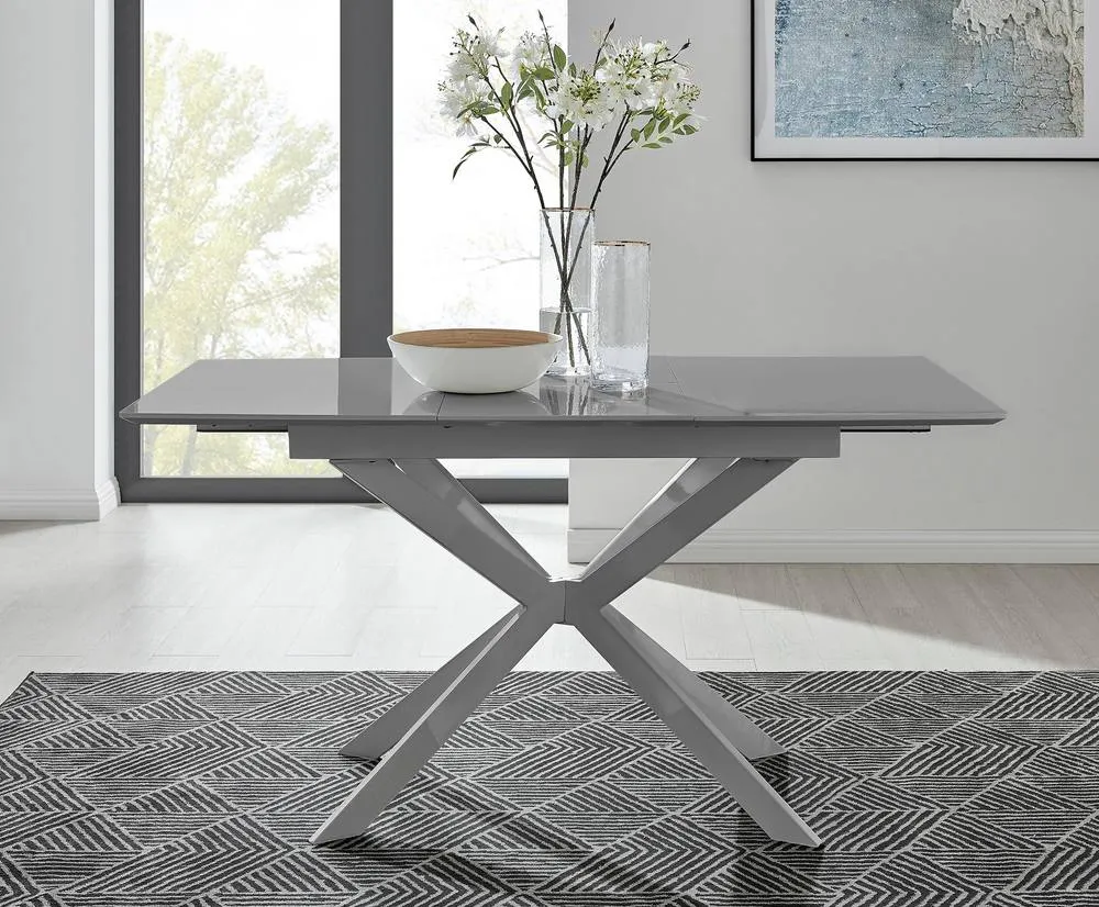 FurnitureboxUK Lira 100cm Grey Metal Extending Dining Table & 4 Black Lorenzo Chairs 3