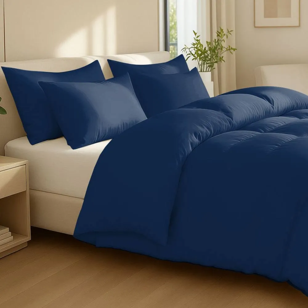 Grace 100% Egptian Cotton Duvet Cover Set with Matching Pillowcases in Navy