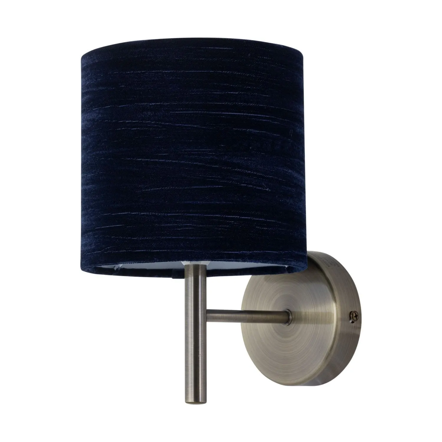 First Choice Lighting Set of 2 Brea - Antique Brass Wall Lights with Navy Blue Velvet Shades in Gold 2