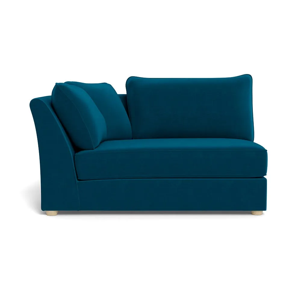 Heal's Tailor Large Curved Left Hand Facing Corner Unit Velvet Teal Natural Feet