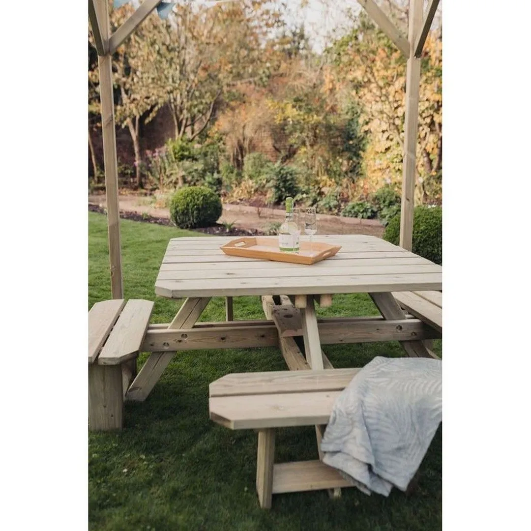 Churnet Valley Garden Furniture Ltd Square Table Sits 8, Wooden Furniture - Minimal Assembly Required in Brown 6