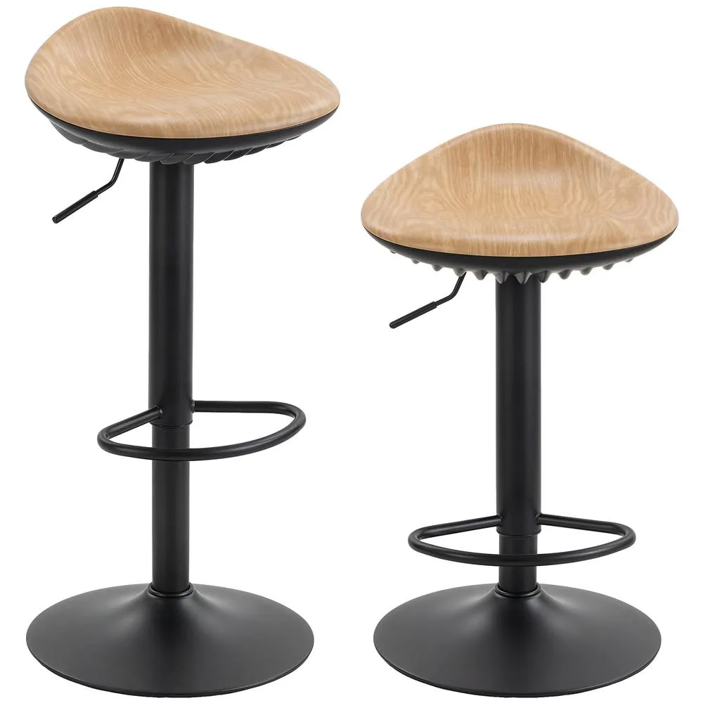 HOMCOM Set of 2 Breakfast Barstools, PU Leather Swivel Bar Stools, Oak in Natural 2