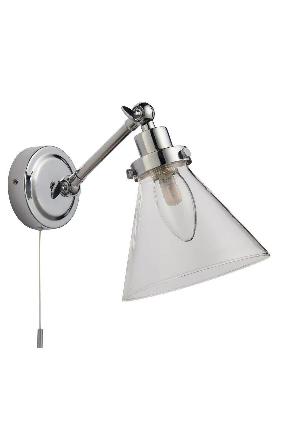 Netlighting Faraday Bathroom Adjustable Dome Wall Light with Pull Cord Chrome Glass Shade in Grey 6