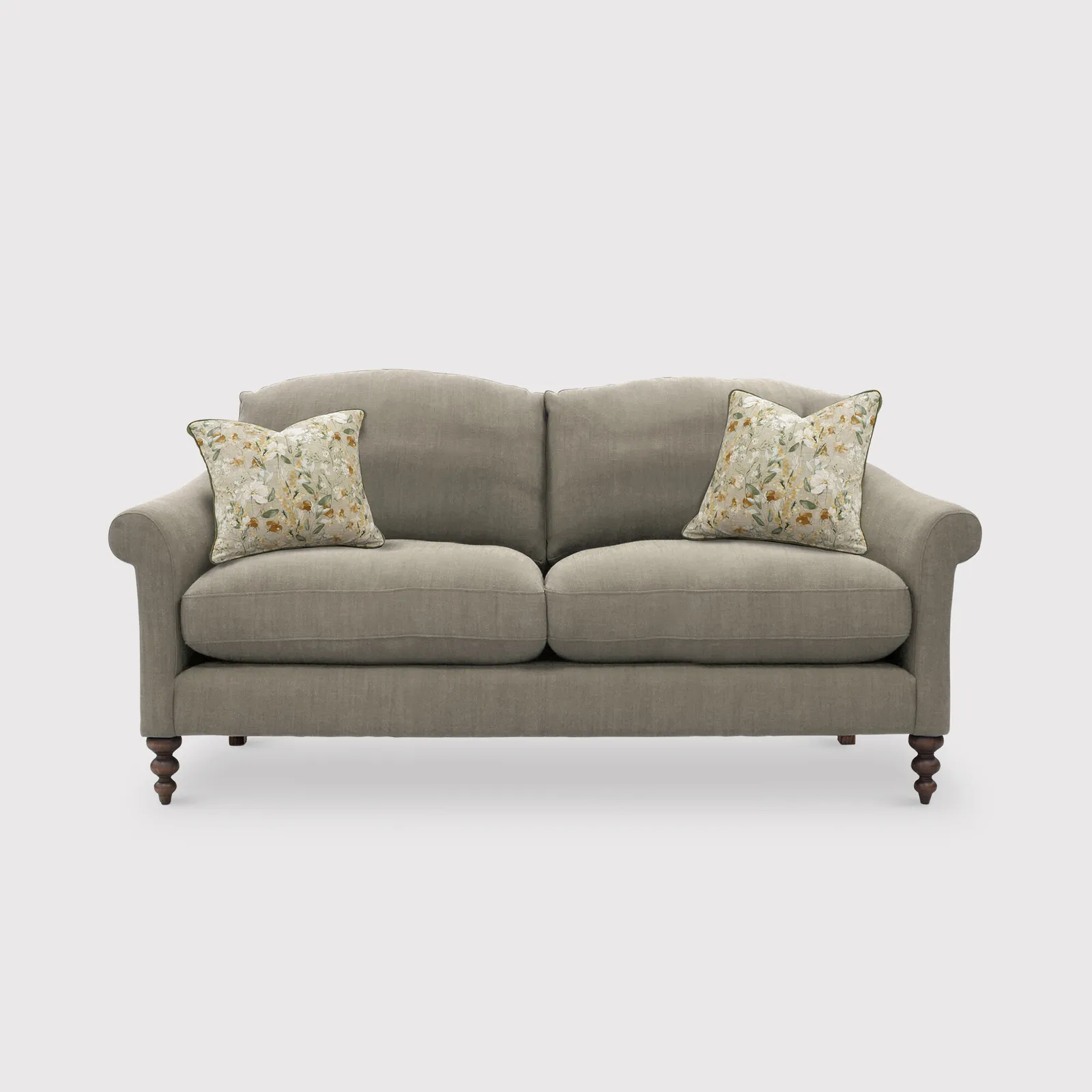 English Heritage Clover 26 Small Sofa With Pre Set Scatters, Grey | Barker & Stonehouse 1