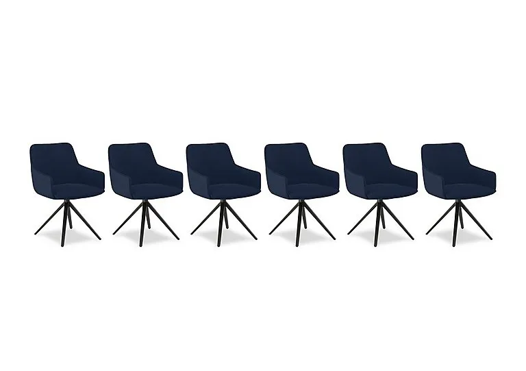 Jose Set of 6 Swivel Dining Arm Chairs - Navy