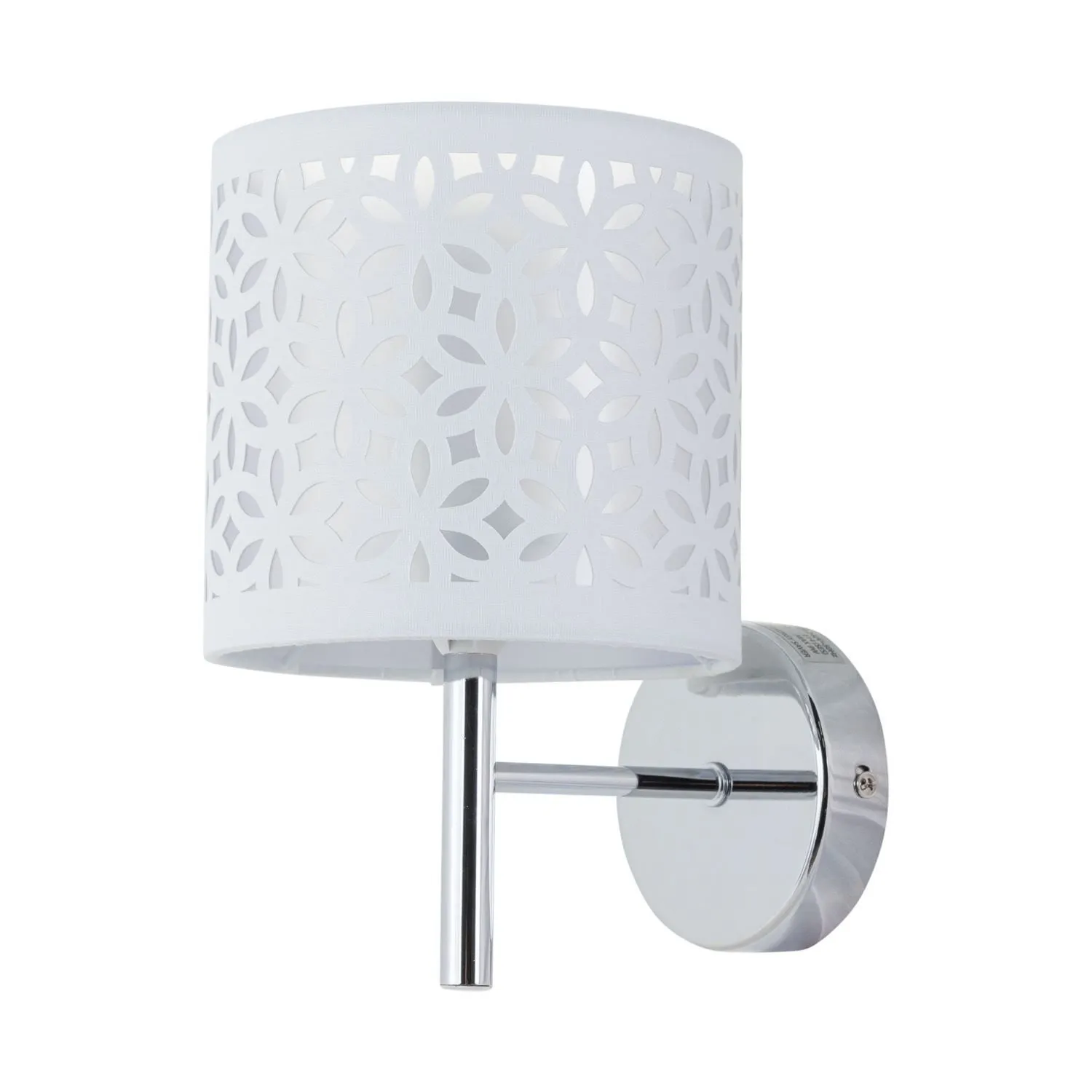 First Choice Lighting Brea - Chrome Wall Light with White Cut Out Shade in Silver