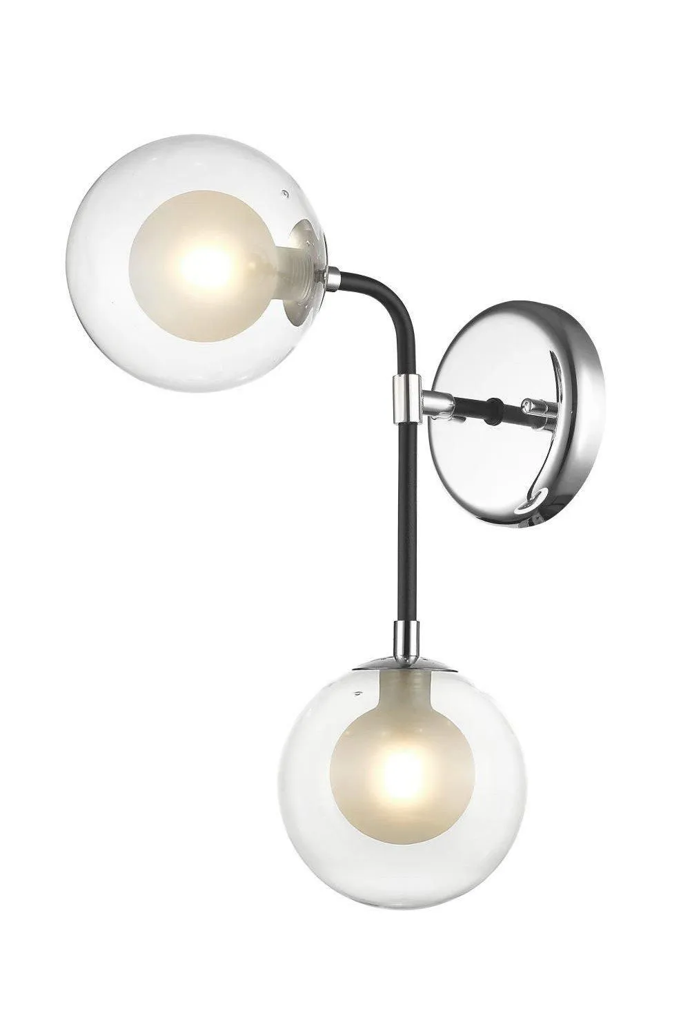 Netlighting Remy 2 Light Wall Lamp Chrome Black in Grey
