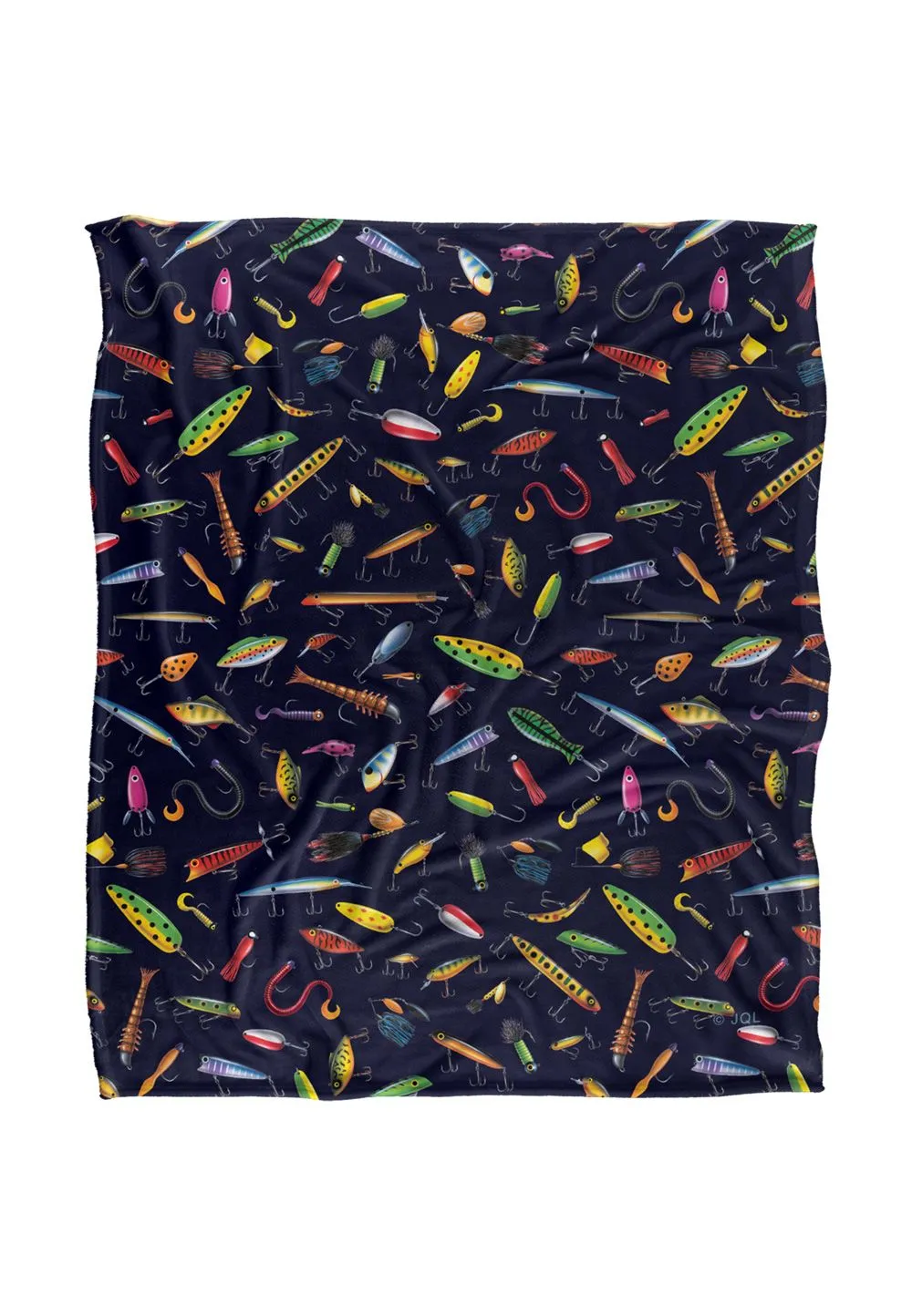JQ Licensing Fishing Lures Pattern Silky Touch Super Soft Throw Blanket 152 X 127 cm in White