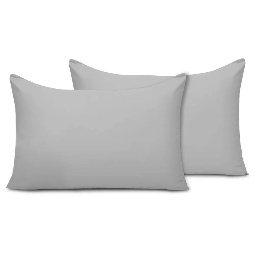 Grace Microfiber Pillow Covers Pack of 2 Soft & Breathable in Light Grey