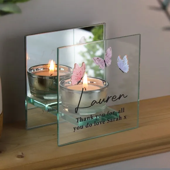 Personalised Butterfly Mirrored Tealight Holder 2