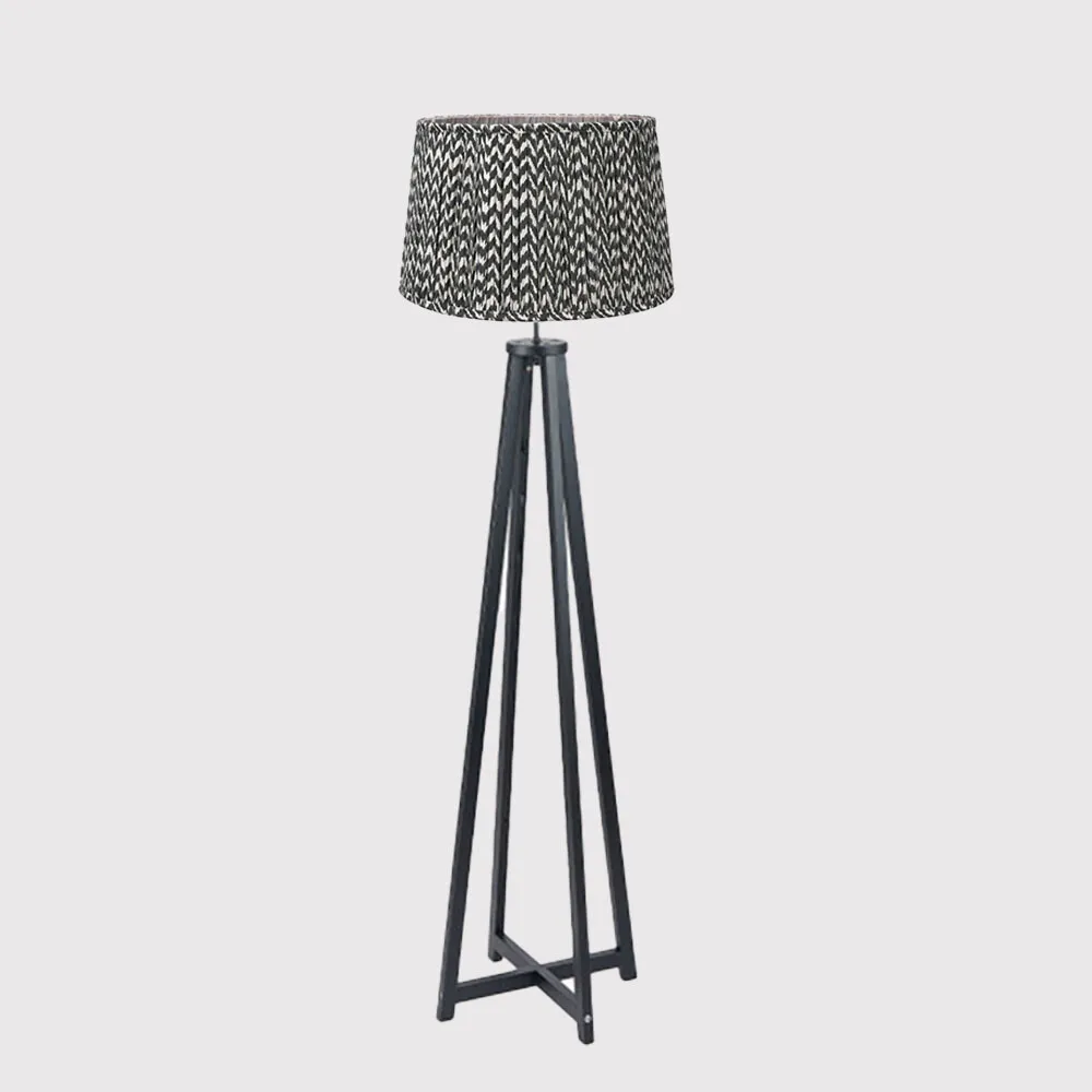 Tapered Chevron Floor Lamp, Black Wood | Barker & Stonehouse