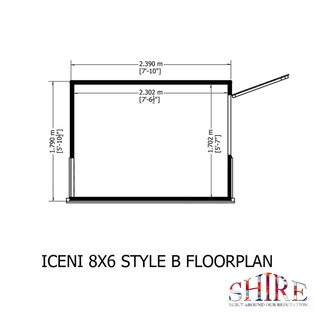 Shires Iceni 8x6' Potting Shed Pre Hung Doors with Opening Glass Side Window in Brown 4