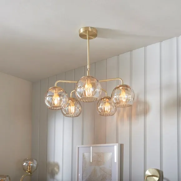 Return - Vogue Arkoma Glass 5 Light Chandelier